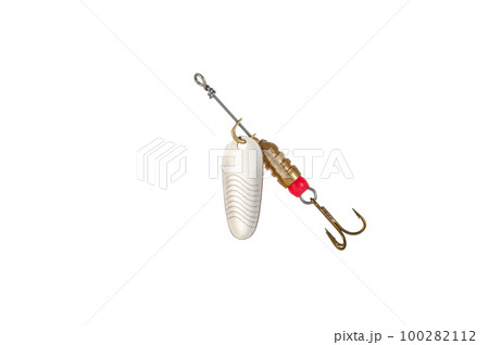 Fishing Spinner (Spoon Lure) Isolated on White background . Fishing Spinner (Spoon Lure) Isolated on White background . 100282112