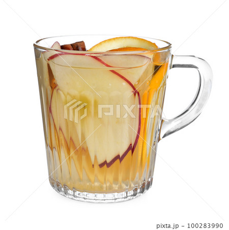 Delicious aromatic mulled wine isolated on white Delicious aromatic mulled wine isolated on white 100283990