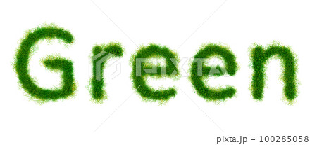 芝生で作った文字の3Dレンダリング 100285058