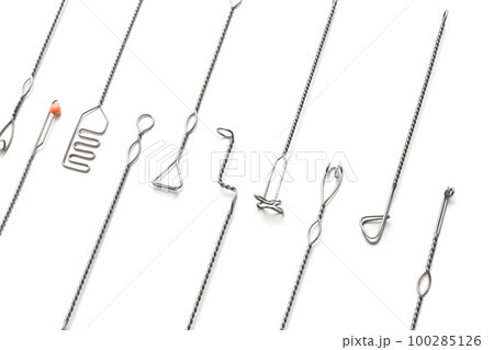 Set of logopedic probes on white background. Speech therapist's tools Set of logopedic probes on white background. Speech therapist's tools 100285126