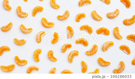 Orange segments on white background. Orange segments on white background. 100286033