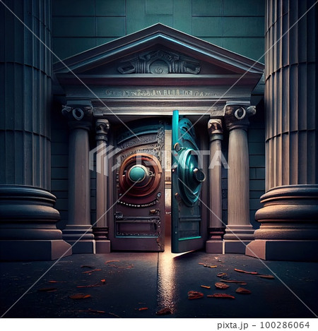 Old Bank Door, Art Deco Enter, Luxury Treasury Door, Ornate Bank Gate, Abstract Generative AI Illustration Old Bank Door, Art Deco Enter, Luxury Treasury Door, Ornate Bank Gate, Abstract Generative AI Illustration 100286064