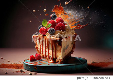 Gourmet Cheesecake Dessert, Exquisite Restaurant Fruit Cake, Haute Cuisine Cheese Cake, Generative Ai Illustration Gourmet Cheesecake Dessert, Exquisite Restaurant Fruit Cake, Haute Cuisine Cheese Cake, Generative Ai Illustration 100286783