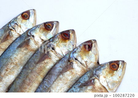 Salted fish on white background. 100287220
