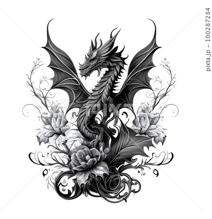 3D Black Dragon Tattoo Design  Citypng