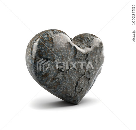 Grey Stone Heart, Polished Granite Heart 3d Imitation, Abstract Generative AI Illustration Grey Stone Heart, Polished Granite Heart 3d Imitation, Abstract Generative AI Illustration 100287539