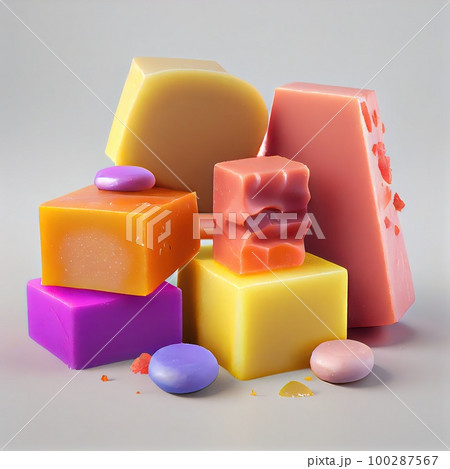 Handmade Soap, Artisan Cosmetic, Care Detergents, Color Soaps, Abstract Generative AI Illustration Handmade Soap, Artisan Cosmetic, Care Detergents, Color Soaps, Abstract Generative AI Illustration 100287567