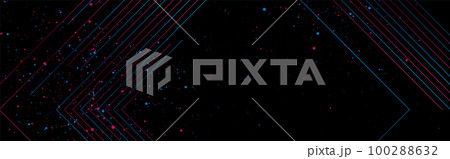 Blue purple minimal lines and shiny dust particles abstract background 100288632