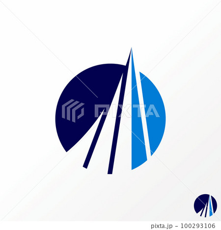 Simple and unique cutting circle block like 3D spire tower image graphic icon logo design abstract concept vector stock. Can be used as a symbol related to construction or building 100293106
