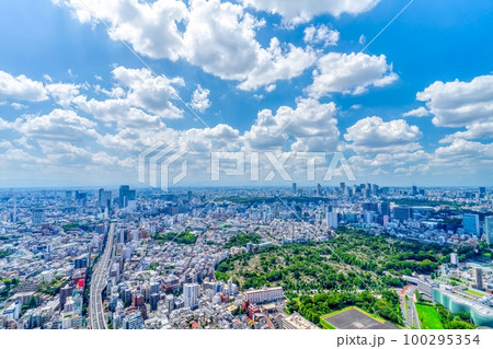 東京都市風景 夏空と緑 東京都市風景 夏空と緑 100295354