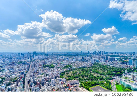 東京都市風景 夏空と緑 東京都市風景 夏空と緑 100295430