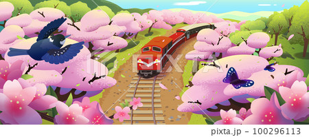 Cherry Blossom landscape banner 100296113