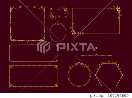 アンティークフレーム&ラインセット（ゴールド） 100296860