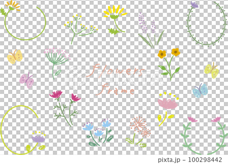 Hand drawn style, floral frame set 100298442