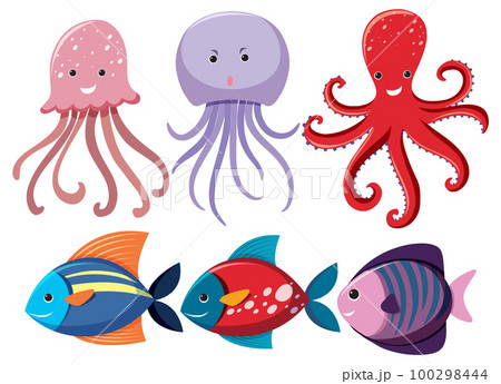 Set of simple sea underwater creature 100298444