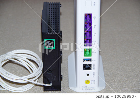 電話会社から自宅に届いて設置する光回線機器の本体 電話会社から自宅に届いて設置する光回線機器の本体 100299907