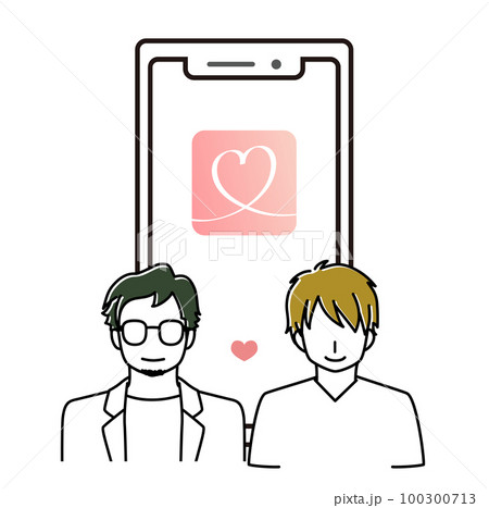 マッチングアプリでマッチしたイメージイラスト　同性 100300713