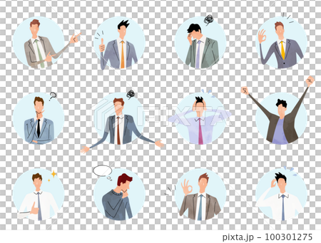 Vector illustration material: Business person expressing emotions, business person icon set Vector illustration material: Business person expressing emotions, business person icon set 100301275