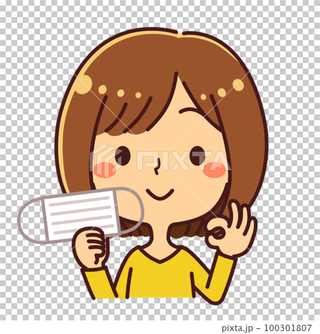 面具解除女性插畫素材 面具解除女性插畫素材 100301807