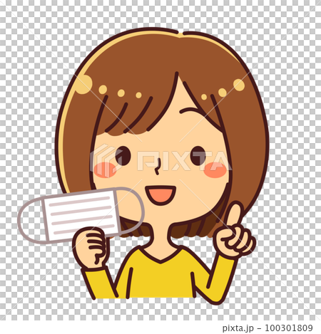 面具解除女性指向插圖素材 面具解除女性指向插圖素材 100301809