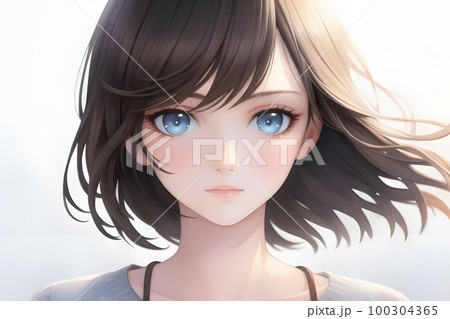 まっすぐにこちらを見つめる女性のイラスト 100304365