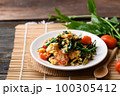 Northern Thai food, Stir fried gurmar leaf (Gymnema inodorum) with egg, Local food 100305412