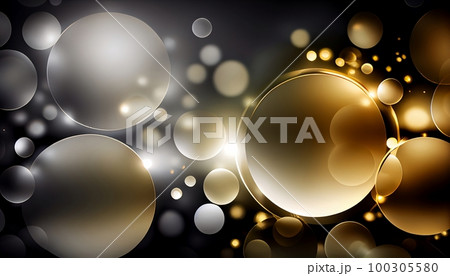 A golden and silver gradient with circular bokeh lights, adding a touch of luxury and glamour to your design, Generative AI, illustration 100305580