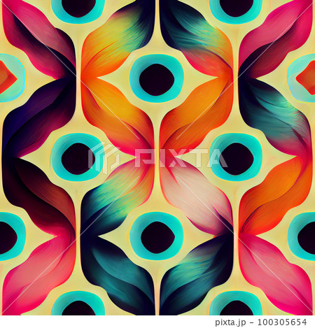 Psychedelic swirls and curves: Use bold, bright colors and fluid lines to create a groovy, psychedelic pattern Generative AI, illustration Psychedelic swirls and curves: Use bold, bright colors and fluid lines to create a groovy, psychedelic pattern Generative AI, illustration 100305654