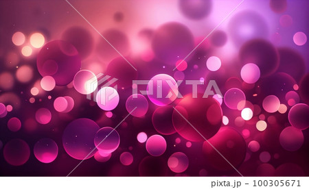 A purple and pink gradient with circular bokeh lights, creating a dreamy and romantic atmosphere, Generative AI, illustration 100305671