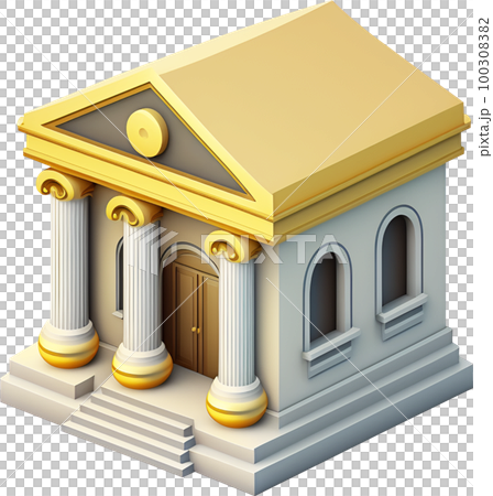 3D bank icon illustration for exchange money and coin. 3D bank icon illustration for exchange money and coin. 100308382