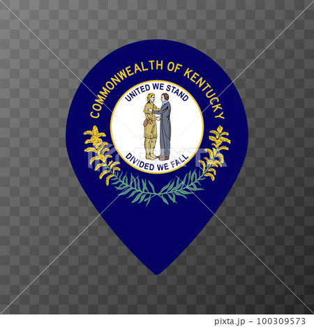 Map pointer with flag Kentucky state. Vector illustration. 100309573