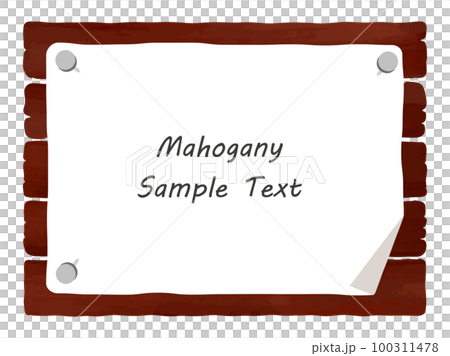 Mahogany_Illustration material of a wooden sign with a sticker 100311478