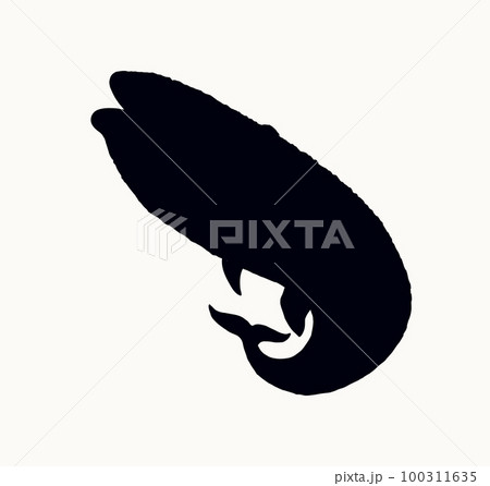 Vector drawing. Whale swims in the sea 100311635