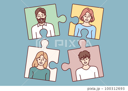 Puzzle employees for team formation and personnel selection by employees recruiting agency  100312693