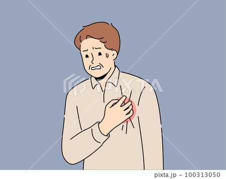 Unwell man suffer from heartache  100313050