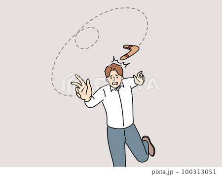 Frustrated man throw boomerang 100313051