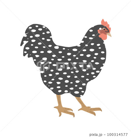 Speckled cock icon, dappled rooster vector illustration isolated on white. Funny and cute cockerel bird, Easter or farm theme design element. 100314577