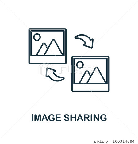 Image Sharing outline icon. Monochrome simple Image Sharing line icon for templates, web design and infographics 100314684