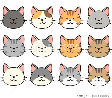 猫の顔のアイコンセットのイラスト素材 [100315065] - PIXTA