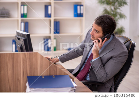 Young male employee working in the office 100315480