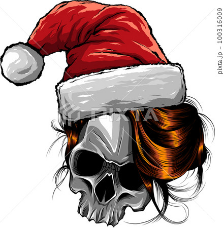 vector illustration Christmas skull. vintage design t-shirts vector illustration Christmas skull. vintage design t-shirts 100316009