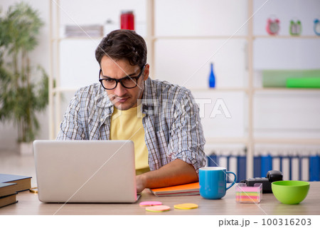 Young male freelancer working from home 100316203
