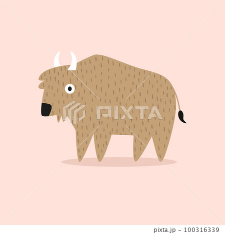 Vector illustration of a buffalo, bison in a modern trendy flat style. Vector illustration of a buffalo, bison in a modern trendy flat style. 100316339