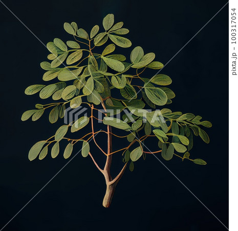 Moringa Oleifera, Moringa Drumstick Tree, Horseradish, Ben Oil, Benzolive Tree Abstract Generative AI Illustration 100317054