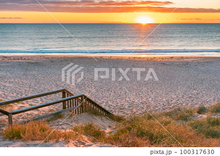Christies Beach boardwalk at sunset Christies Beach boardwalk at sunset 100317630
