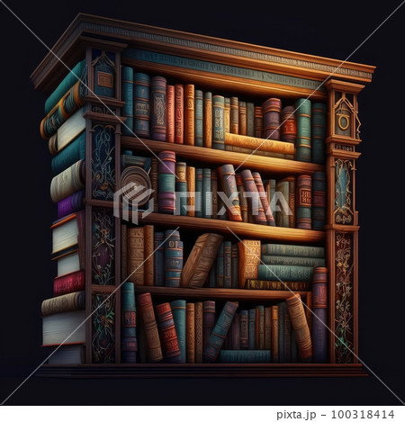 Old Library, Vintage Bookshelf, Ancient...のイラスト素材