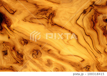 Olive Wood Texture Background, Solid Wooden Waves Pattern, Vintage Painting, Abstract Generative AI Illustration 100318415