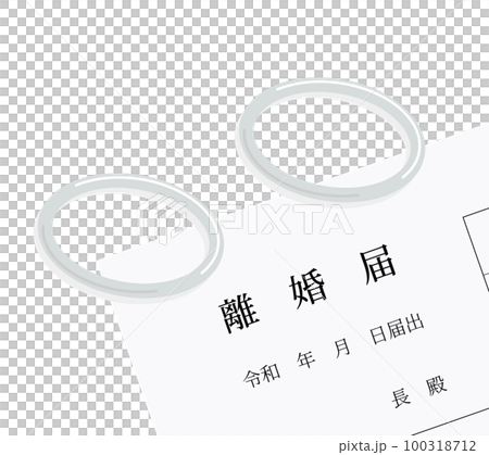 結婚指輪と離婚届けのイラスト 100318712