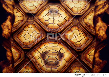 Turtle Shell Texture Background, Brontosaurus Dinosaur Skin, Generative AI Illustration 100320947