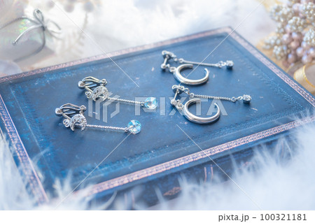 三日月のイヤリングとピアス 贈り物イメージ 三日月のイヤリングとピアス 贈り物イメージ 100321181